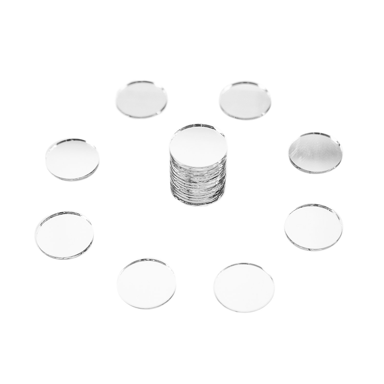 Mini 1 Inch Small Round Glass Mirror Circles (50 Pieces) by Super Z Outlet
